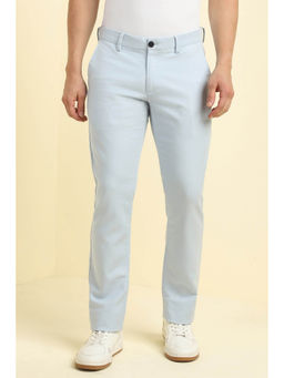 Allen Solly - Men Light Blue Slim Fit Solid Casual Trousers