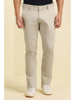Allen Solly - Men Beige Slim Fit Textured Casual Trousers