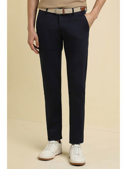Allen Solly - Men Navy Blue Slim Fit Solid Casual Trousers