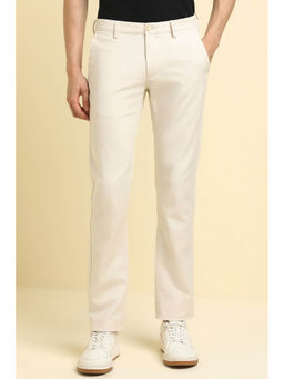 Allen Solly - Men Cream Slim Fit Solid Casual Trousers
