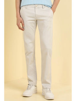 Allen Solly - Men White Slim Fit Textured Casual Trousers