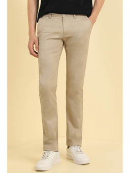 Allen Solly - Men Beige Ultra Slim Fit Textured Casual Trousers