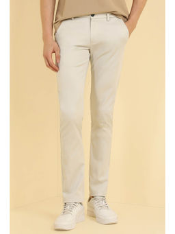 Allen Solly - Men White Ultra Slim Fit Textured Casual Trousers