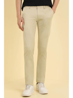 Allen Solly - Men Beige Ultra Slim Fit Textured Casual Trousers