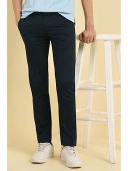 Allen Solly - Men Navy Blue Ultra Slim Fit Textured Casual Trousers