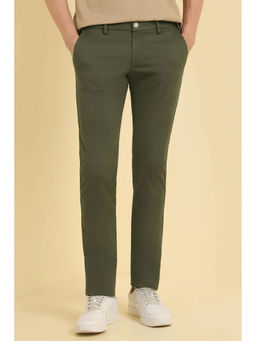 Allen Solly - Men Olive Ultra Slim Fit Textured Casual Trousers
