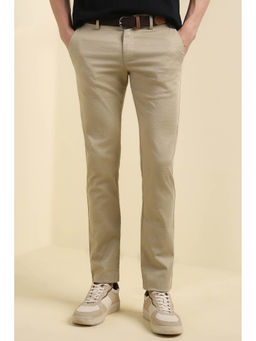 Allen Solly - Men Khaki Ultra Slim Fit Textured Casual Trousers