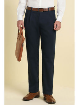 Allen Solly - Men Navy Blue Regular Fit Textured Formal Trousers