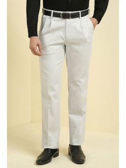 Allen Solly - Men White Regular Fit Textured Formal Trousers