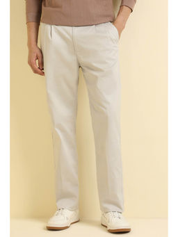 Allen Solly - Men Cream Regular Fit Textured Casual Trousers