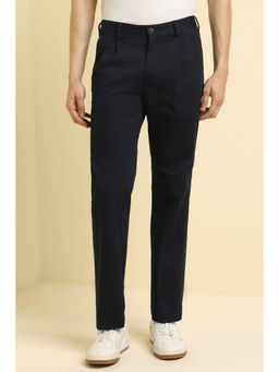 Allen Solly - Men Navy Blue Regular Fit Textured Casual Trousers