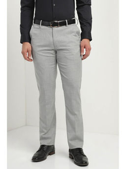 Allen Solly - Men Grey Slim Fit Textured Formal Trousers