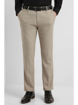 Allen Solly - Men Beige Slim Fit Solid Formal Trousers