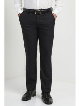 Allen Solly - Men Black Slim Fit Textured Formal Trousers