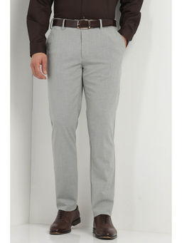 Allen Solly - Men Grey Slim Fit Textured Formal Trousers