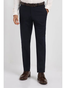 Allen Solly - Men Navy Blue Slim Fit Textured Formal Trousers