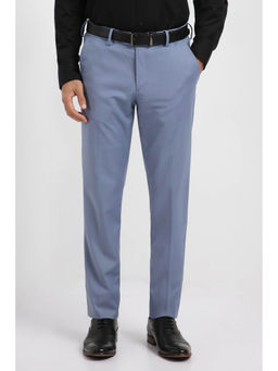 Allen Solly - Men Light Blue Slim Fit Textured Formal Trousers