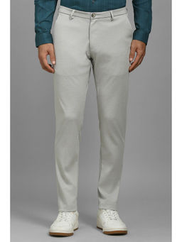 Louis Philippe - Men Grey Slim Fit Textured Flat Front Casual Trousers