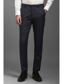 Louis Philippe - Men Beige Slim Fit Textured Flat Front Formal Trousers