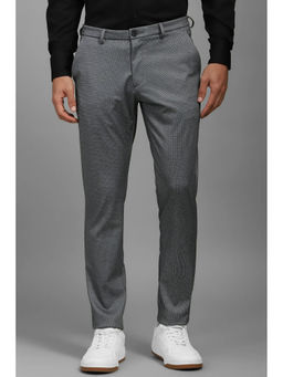 Louis Philippe - Men Grey Slim Fit Textured Flat Front Casual Trousers