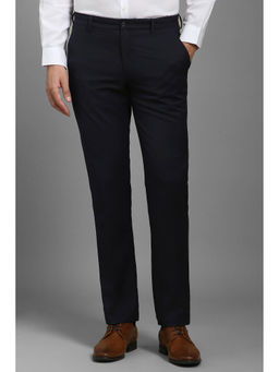 Louis Philippe - Men Black Regular Fit Solid Flat Front Formal Trousers