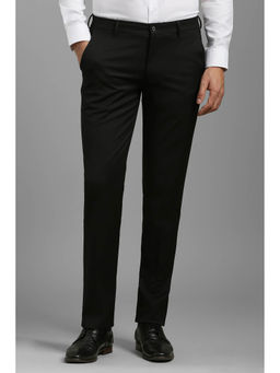 Louis Philippe - Men Black Slim Fit Solid Flat Front Formal Trousers
