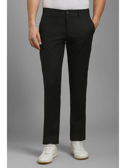 Louis Philippe - Men Black Regular Fit Solid Flat Front Formal Trousers