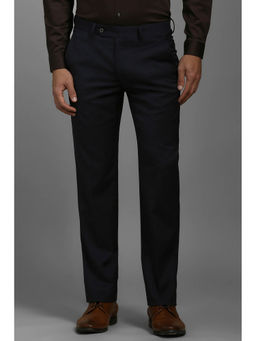 Louis Philippe - Men Black Regular Fit Print Flat Front Formal Trousers