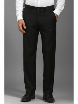 Louis Philippe - Men Black Regular-Fit Solid Flat Front Formal Trousers
