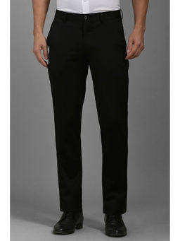 Louis Philippe - Men Black Slim Fit Solid Flat Front Formal Trousers
