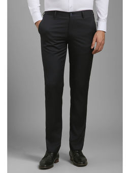 Louis Philippe - Men Black Slim Fit Flat Front Formal Trousers