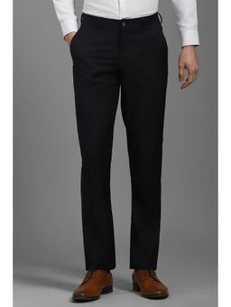 Louis Philippe - Men Black Slim Fit Solid Flat Front Formal Trousers