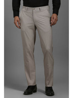 Louis Philippe - Men Brown Slim Fit Print Flat Front Formal Trousers