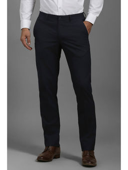 Louis Philippe - Men Black Slim Fit Solid Flat Front Formal Trousers