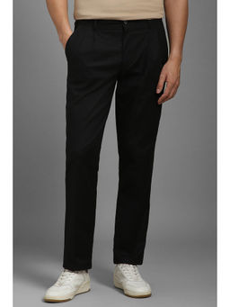 Louis Philippe - Men Black Regular-Fit Solid Pleated Formal Trousers