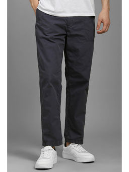 Louis Philippe - Men Grey Classic Fit Solid Flat Front Casual Trousers