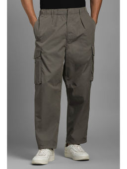 Louis Philippe - Men Grey Regular Fit Solid Pleated Casual Trousers
