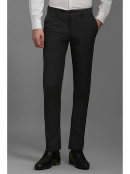 Louis Philippe - Men Grey Super Slim Fit Check Flat Front Casual Trousers