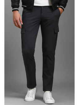 Louis Philippe - Men Grey Slim Tapered Fit Solid Flat Front Casual Trousers