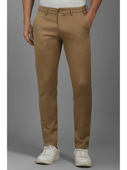 Louis Philippe - Men Brown Smart Fit Solid Flat Front Casual Trousers