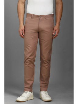 Louis Philippe - Men Brown Smart Fit Solid Flat Front Casual Trousers