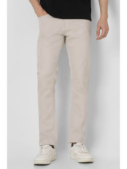 Peter England - Men Grey Solid Slim Fit Casual Trousers