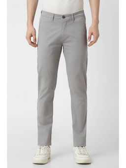 Peter England - Men Grey Solid Super Slim Fit Casual Trousers