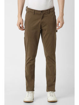 Peter England - Men Brown Solid Regular Fit Casual Trousers