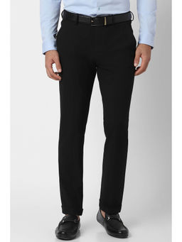 Van Heusen - Men Black Solid Skinny-Fit Trousers