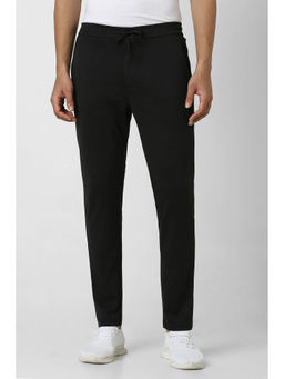 Van Heusen - Men Black Textured Slim Fit Trousers