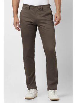Van Heusen - Men Brown Solid Slim-Fit Trousers