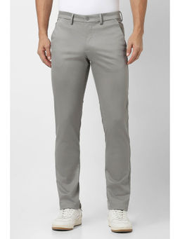 Van Heusen - Men Grey Solid Slim-Fit Trousers