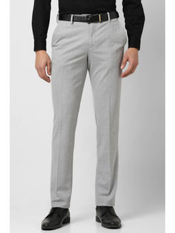 Van Heusen - Men Grey Solid Slim Fit Trousers