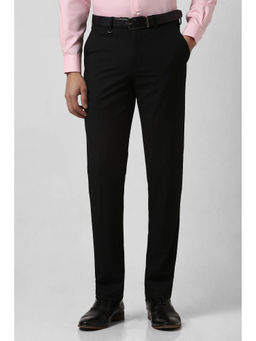 Van Heusen - Men Black Solid Slim Fit Trousers
